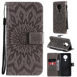 Embossing Sunflower Leather Wallet Case for Nokia 5.3 - Gray