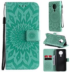 Embossing Sunflower Leather Wallet Case for Nokia 5.3 - Green
