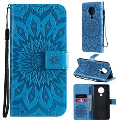 Embossing Sunflower Leather Wallet Case for Nokia 5.3 - Blue