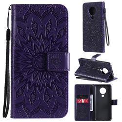 Embossing Sunflower Leather Wallet Case for Nokia 5.3 - Purple