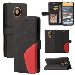 Luxury Two-color Stitching Leather Wallet Case Cover for Nokia 5.3 - Black
