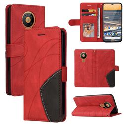 Luxury Two-color Stitching Leather Wallet Case Cover for Nokia 5.3 - Red