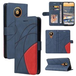 Luxury Two-color Stitching Leather Wallet Case Cover for Nokia 5.3 - Blue