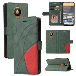 Luxury Two-color Stitching Leather Wallet Case Cover for Nokia 5.3 - Green