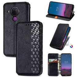 Ultra Slim Fashion Business Card Magnetic Automatic Suction Leather Flip Cover for Nokia 5.4 - Black