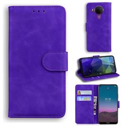 Retro Classic Skin Feel Leather Wallet Phone Case for Nokia 5.4 - Purple