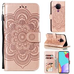 Intricate Embossing Datura Solar Leather Wallet Case for Nokia 5.4 - Rose Gold