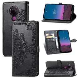 Embossing Imprint Mandala Flower Leather Wallet Case for Nokia 5.4 - Black