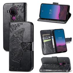 Embossing Mandala Flower Butterfly Leather Wallet Case for Nokia 5.4 - Black