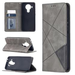 Prismatic Slim Magnetic Sucking Stitching Wallet Flip Cover for Nokia 5.4 - Gray