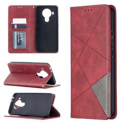 Prismatic Slim Magnetic Sucking Stitching Wallet Flip Cover for Nokia 5.4 - Red