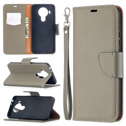 Classic Luxury Litchi Leather Phone Wallet Case for Nokia 5.4 - Gray