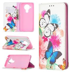 Flying Butterflies Slim Magnetic Attraction Wallet Flip Cover for Nokia 5.4