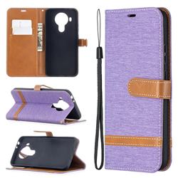 Jeans Cowboy Denim Leather Wallet Case for Nokia 5.4 - Purple