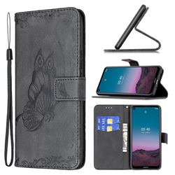 Binfen Color Imprint Vivid Butterfly Leather Wallet Case for Nokia 5.4 - Black