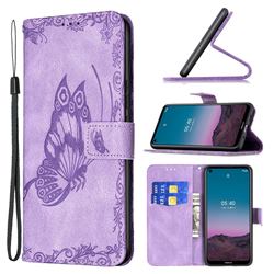 Binfen Color Imprint Vivid Butterfly Leather Wallet Case for Nokia 5.4 - Purple