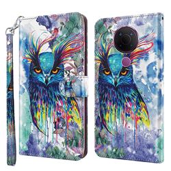 Watercolor Owl 3D Painted Leather Wallet Case for Nokia 5.4