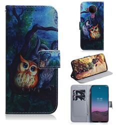 Oil Painting Owl PU Leather Wallet Case for Nokia 5.4