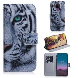 White Tiger PU Leather Wallet Case for Nokia 5.4