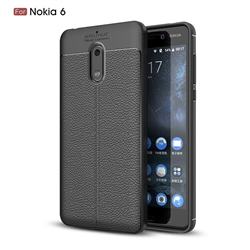 Luxury Auto Focus Litchi Texture Silicone TPU Back Cover for Nokia 6 Nokia6 - Black