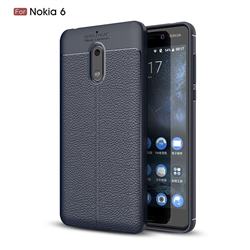 Luxury Auto Focus Litchi Texture Silicone TPU Back Cover for Nokia 6 Nokia6 - Dark Blue