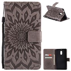 Embossing Sunflower Leather Wallet Case for Nokia 6 Nokia6 - Gray