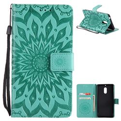 Embossing Sunflower Leather Wallet Case for Nokia 6 Nokia6 - Green