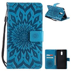 Embossing Sunflower Leather Wallet Case for Nokia 6 Nokia6 - Blue