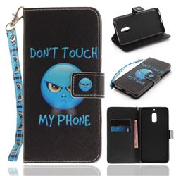 Not Touch My Phone Hand Strap Leather Wallet Case for Nokia 6 Nokia6