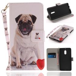 Pug Dog Hand Strap Leather Wallet Case for Nokia 6 Nokia6
