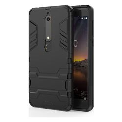 Armor Premium Tactical Grip Kickstand Shockproof Dual Layer Rugged Hard Cover for Nokia 6 (2018) - Black