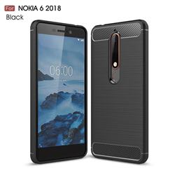 Luxury Carbon Fiber Brushed Wire Drawing Silicone TPU Back Cover for Nokia 6 (2018) - Black