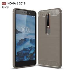 Luxury Carbon Fiber Brushed Wire Drawing Silicone TPU Back Cover for Nokia 6 (2018) - Gray