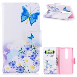 Butterflies Flowers Leather Wallet Case for Nokia 6 (2018)