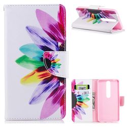 Seven-color Flowers Leather Wallet Case for Nokia 6 (2018)