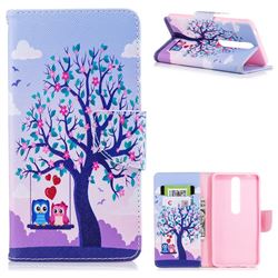 Tree and Owls Leather Wallet Case for Nokia 6 (2018)