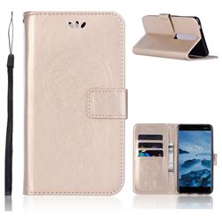 Intricate Embossing Owl Campanula Leather Wallet Case for Nokia 6 (2018) - Champagne