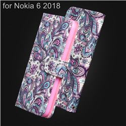 Swirl Flower 3D Painted Leather Wallet Case for Nokia 6 (2018)