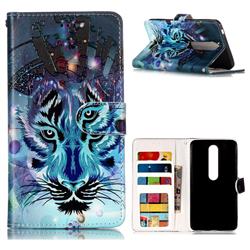 Ice Wolf 3D Relief Oil PU Leather Wallet Case for Nokia 6 (2018)