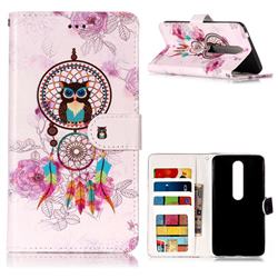 Wind Chimes Owl 3D Relief Oil PU Leather Wallet Case for Nokia 6 (2018)