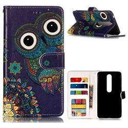 Folk Owl 3D Relief Oil PU Leather Wallet Case for Nokia 6 (2018)