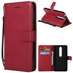 Retro Greek Classic Smooth PU Leather Wallet Phone Case for Nokia 6 (2018) - Red