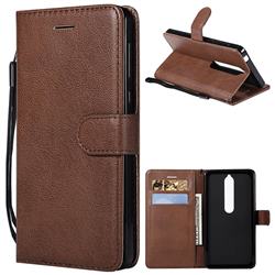 Retro Greek Classic Smooth PU Leather Wallet Phone Case for Nokia 6 (2018) - Brown