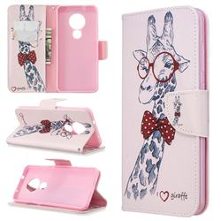 Glasses Giraffe Leather Wallet Case for Nokia 6.2 (6.3 inch)