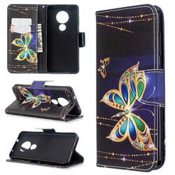 Golden Shining Butterfly Leather Wallet Case for Nokia 6.2 (6.3 inch)