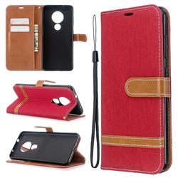 Jeans Cowboy Denim Leather Wallet Case for Nokia 6.2 (6.3 inch) - Red