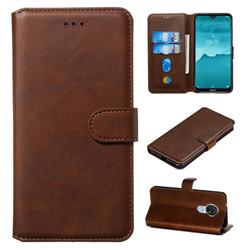 Retro Calf Matte Leather Wallet Phone Case for Nokia 6.2 (6.3 inch) - Brown
