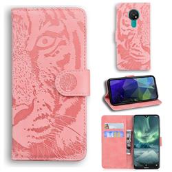 Intricate Embossing Tiger Face Leather Wallet Case for Nokia 6.2 (6.3 inch) - Pink