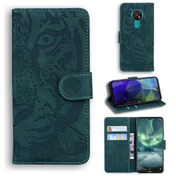Intricate Embossing Tiger Face Leather Wallet Case for Nokia 6.2 (6.3 inch) - Green