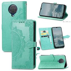 Embossing Imprint Mandala Flower Leather Wallet Case for Nokia 6.3 - Green